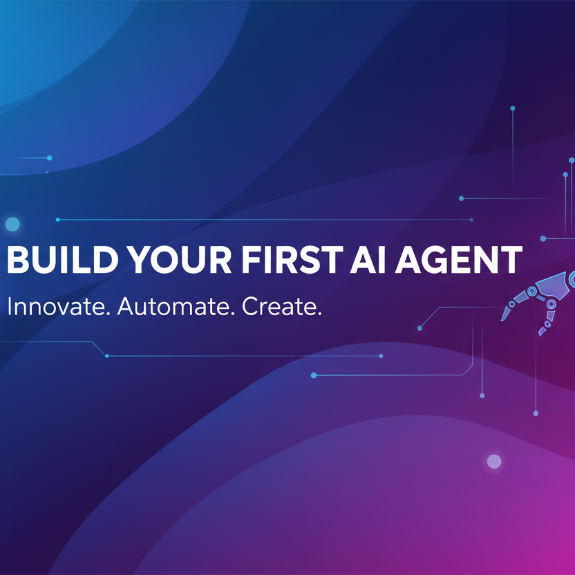 take my last foto from the library and change the text to "Build your first AI agent"